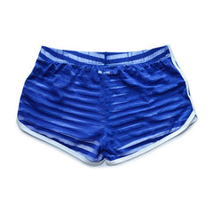 blue Gay Shorts | DM Striped Mesh Gym Shorts - Men's Activewear, gym short, sport shorts, running shorts- pridevoyageshop.com