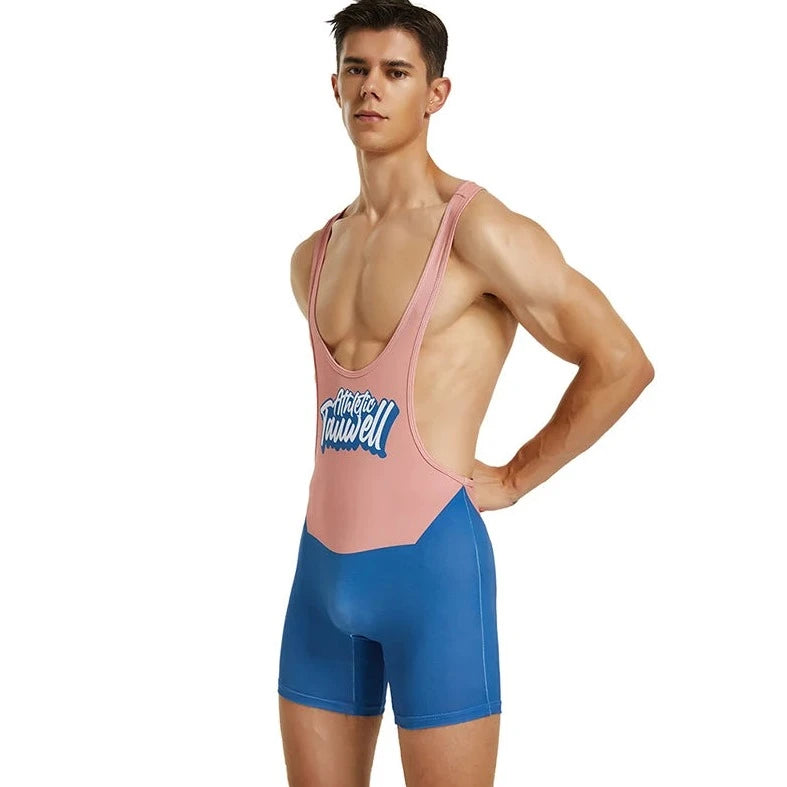 a sexy gay man in Pink Blue Classic Athletic Singlet - Men's Singlets, Bodysuits, Leotard & Unitard - pridevoyageshop.com
