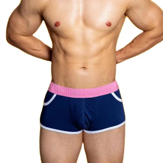 a sexy gay man in navy DM Porn Star Pride Boxer Briefs - pridevoyageshop.com - gay men’s underwear and swimwear