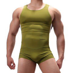 sexy gay man in green Gay Singlet and Bodysuit | Racing Stripe Wrestling Singlet - Men's Singlets, Bodysuits, Rompers & Jumpsuits - pridevoyageshop.com