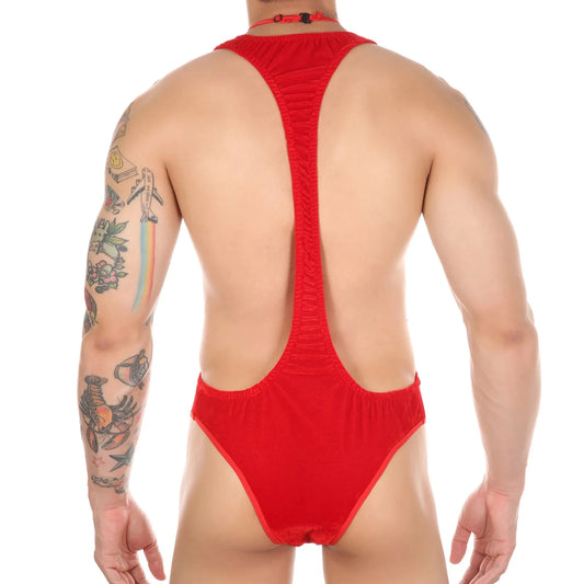 a sexy gay man in The Santa Must Be Crazy Bodysuit - pridevoyageshop.com - gay costumes, men role play outfits, gay party costumes and gay rave outfits
