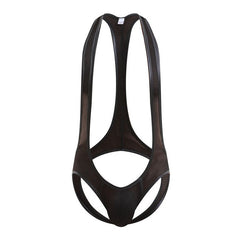 black Gay Singlet and Bodysuit | Men's Pouch Mesh Jockstrap Singlet - Men's Singlets, Bodysuits, Leotard & Unitard - pridevoyageshop.com