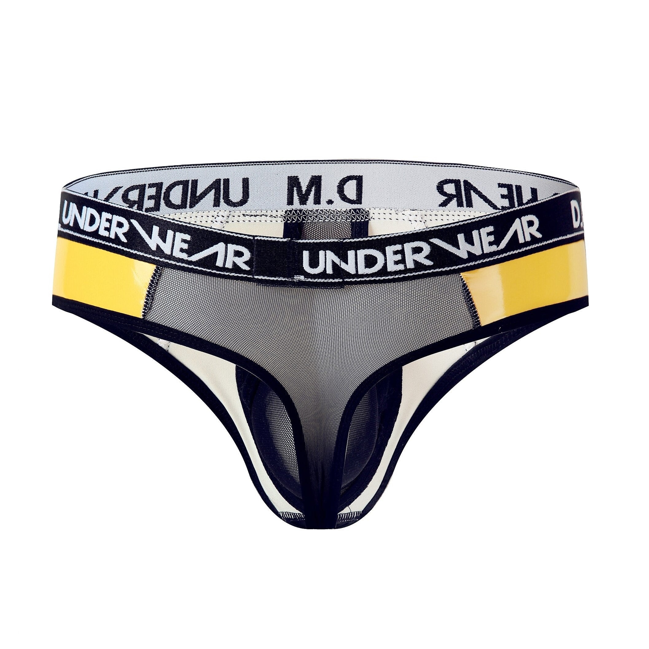 yellow DM Kinky Mesh Secret Thongs | Gay Men Underwear- pridevoyageshop.com - gay men’s underwear and swimwear