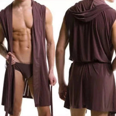 a hot gay man in brown Men's Hooded Muscle Robe - pridevoyageshop.com - gay men’s underwear and swimwear