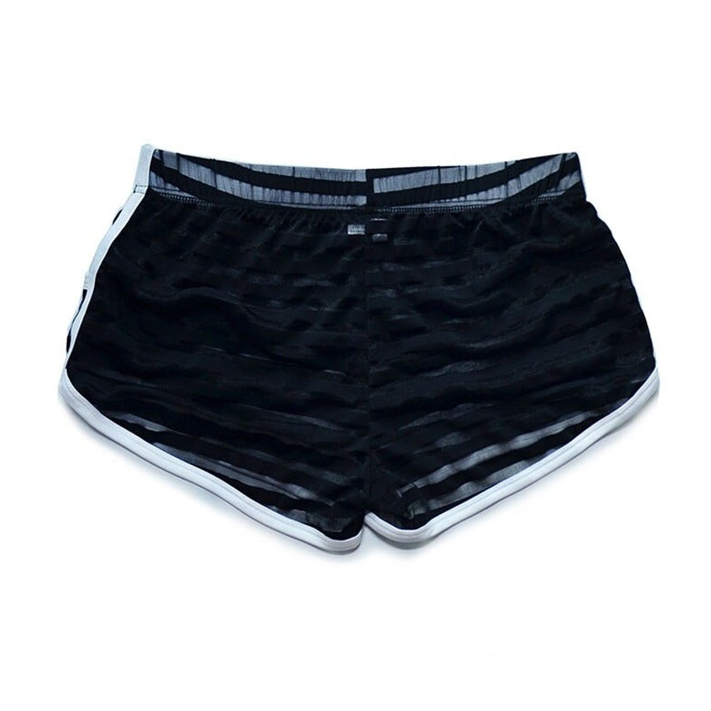 black Gay Shorts | DM Striped Mesh Gym Shorts - Men's Activewear, gym short, sport shorts, running shorts- pridevoyageshop.com