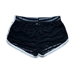 black Gay Shorts | DM Striped Mesh Gym Shorts - Men's Activewear, gym short, sport shorts, running shorts- pridevoyageshop.com