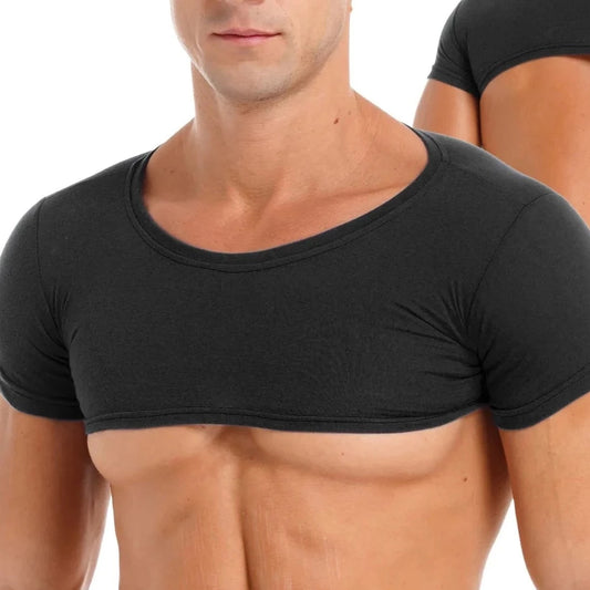 a hot gay guy in black Men's Casual Solid Crop Tops | Gay Crop Tops & Club Wear - pridevoyageshop.com - gay crop tops, gay casual clothes and gay clothes store