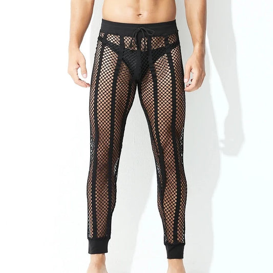 black Men's Striped Mesh Tights - pridevoyageshop.com - gay men’s underwear and swimwear