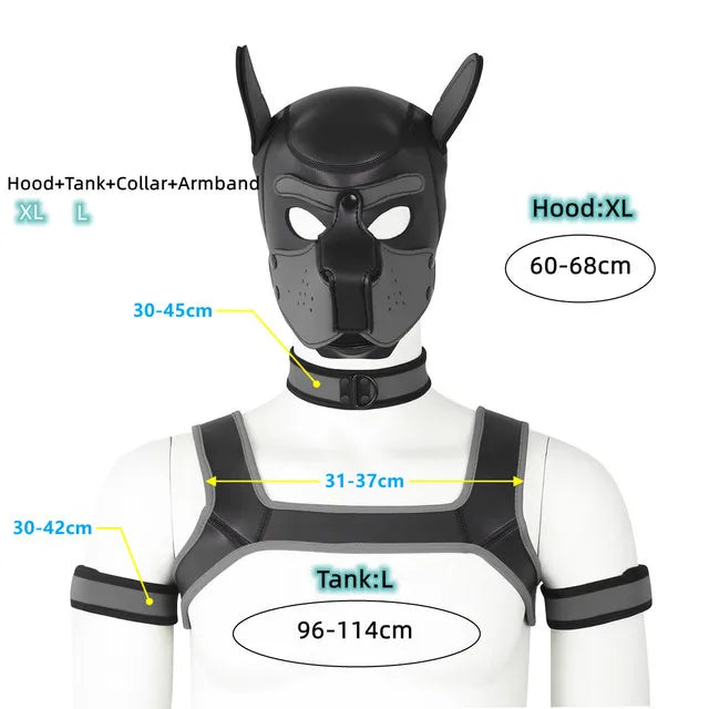 Gay Men Neoprene Puppy Hood Set for Kinks and Fetishes - pridevoyageshop.com - gay men’s bodystocking, lingerie, fishnet and fetish wear
