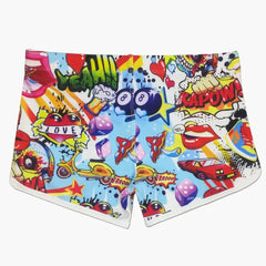 details of Pop Art Plunge Swim Trunks - pridevoyageshop.com - gay men’s underwear and swimwear