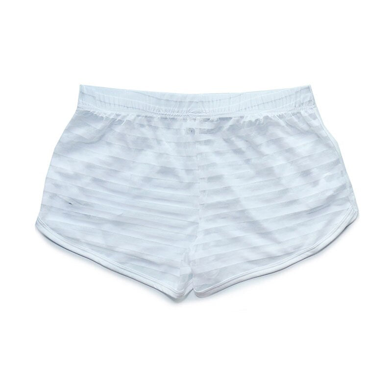 white Gay Shorts | DM Striped Mesh Gym Shorts - Men's Activewear, gym short, sport shorts, running shorts- pridevoyageshop.com