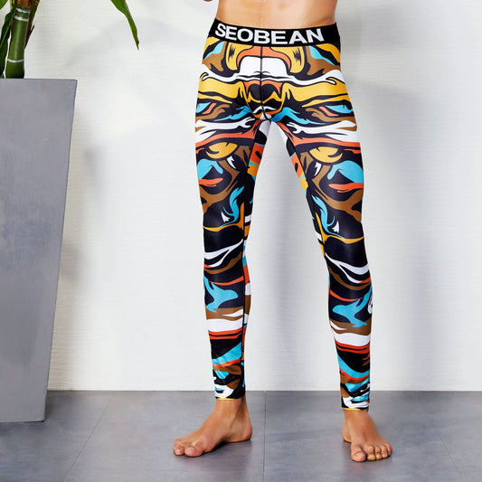 sexy gay man in Earth Form Gay Leggings | Colorful Print Elemental Workout Leggings - pridevoyageshop.com - gay men’s underwear and activewear