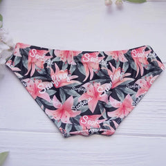 details of dark blue Men's Floral Bikini Swim Briefs - pridevoyageshop.com - gay men’s underwear and swimwear