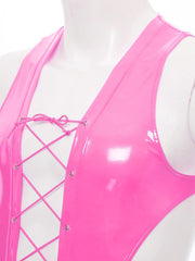 Stunt Queen Wet‑Look Corset Teddy