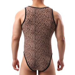 a sexy man in Wild Tamer Night Hunt Leopard Tank Bodysuit – pridevoyageshop.com – gay men’s harness, lingerie and fetish wear