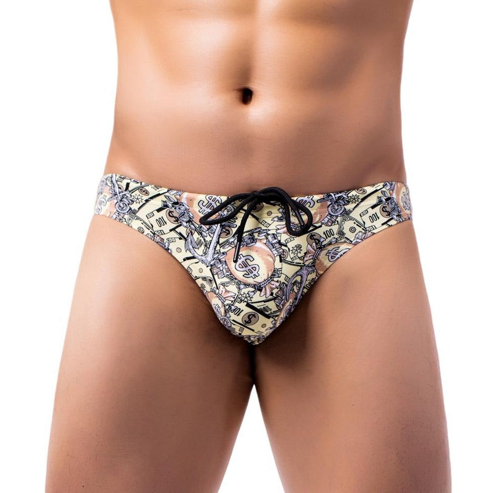 Yellow BRAVE PERSON Men's Bikini Underwear: Swim Briefs with Pouch - pridevoyageshop.com - gay men’s underwear and swimwear