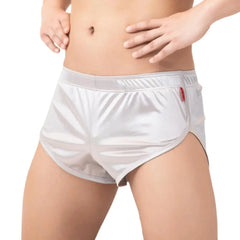 a sexy man in white Booty Call Lounge High-Slit Shorts - pridevoyageshop.com - gay pajamas, gay loungewear, gay sleepwear