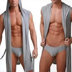 a hot gay man in gray Men's Hooded Muscle Robe - pridevoyageshop.com - gay men’s underwear and swimwear