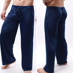 royal blue Men's Drawstring Silky Bell Bottom Sweats & Yoga Pants - pridevoyageshop.com - gay men’s underwear and swimwear