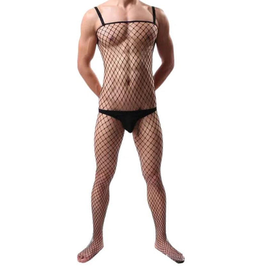 a sexy gay man in black Bare Desire Men’s Fishnet Bodysuit - pridevoyageshop.com - gay men’s bodystocking, lingerie, fishnet and fetish wear