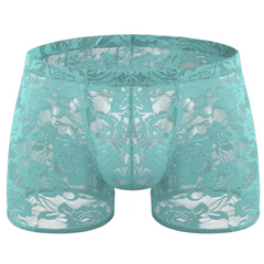 Sky blue Men’s Floral Fetish Lace Boxers - pridevoyageshop.com - gay men’s thongs, boxers, briefs and jockstraps