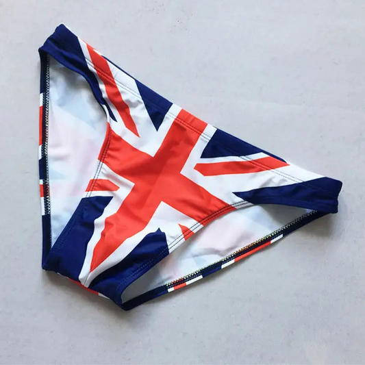 UK flag Men’s World Tour Bikini Swim Briefs - pridevoyageshop.com - gay men’s sexy swim briefs, trunks, board shorts, and bikinis