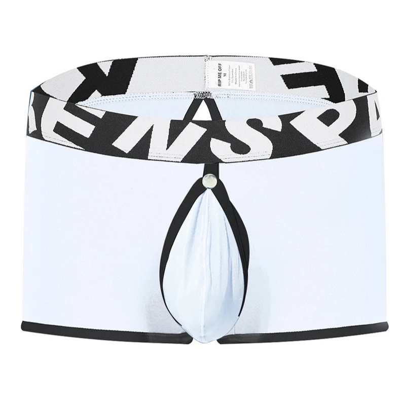 White Bareback Boxer Briefs - Removable Pouch & Backless - pridevoyageshop.com - gay men’s thongs, boxers, briefs and jockstraps