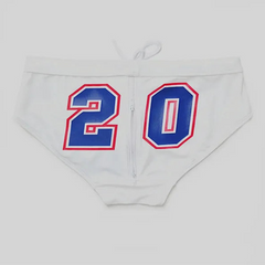 White Men’s Backdoor Access Zipper Swim Briefs - pridevoyageshop.com - gay men’s sexy swim briefs, trunks, board shorts, and bikinis