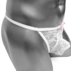 White Men’s Bow Lace Panties - pridevoyageshop.com - gay men’s thongs, boxers, briefs and jockstraps