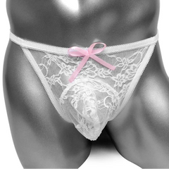 White Men’s Bow Lace Panties - pridevoyageshop.com - gay men’s thongs, boxers, briefs and jockstraps