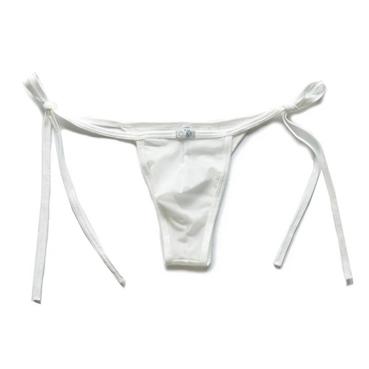 White Men’s D.M. Tie-Side Mesh Thong - pridevoyageshop.com - gay men’s thongs, boxers, briefs and jockstraps