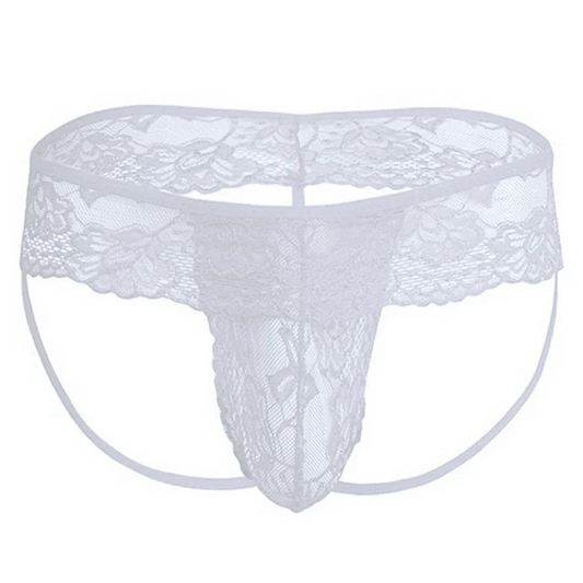 White Men's Queer Lace Cage Thong - pridevoyageshop.com - gay men’s thongs, boxers, briefs and jockstraps