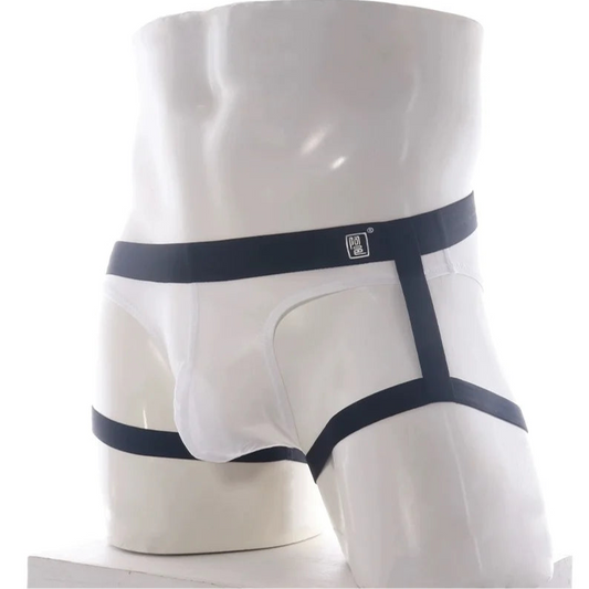White Men’s Sheer Garter Brief - pridevoyageshop.com - gay men’s thongs, boxers, briefs and jockstraps