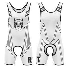 White and Gray Alpha Puppy Open-Crotch Wrestling Singlet from Pridevoyageshop
