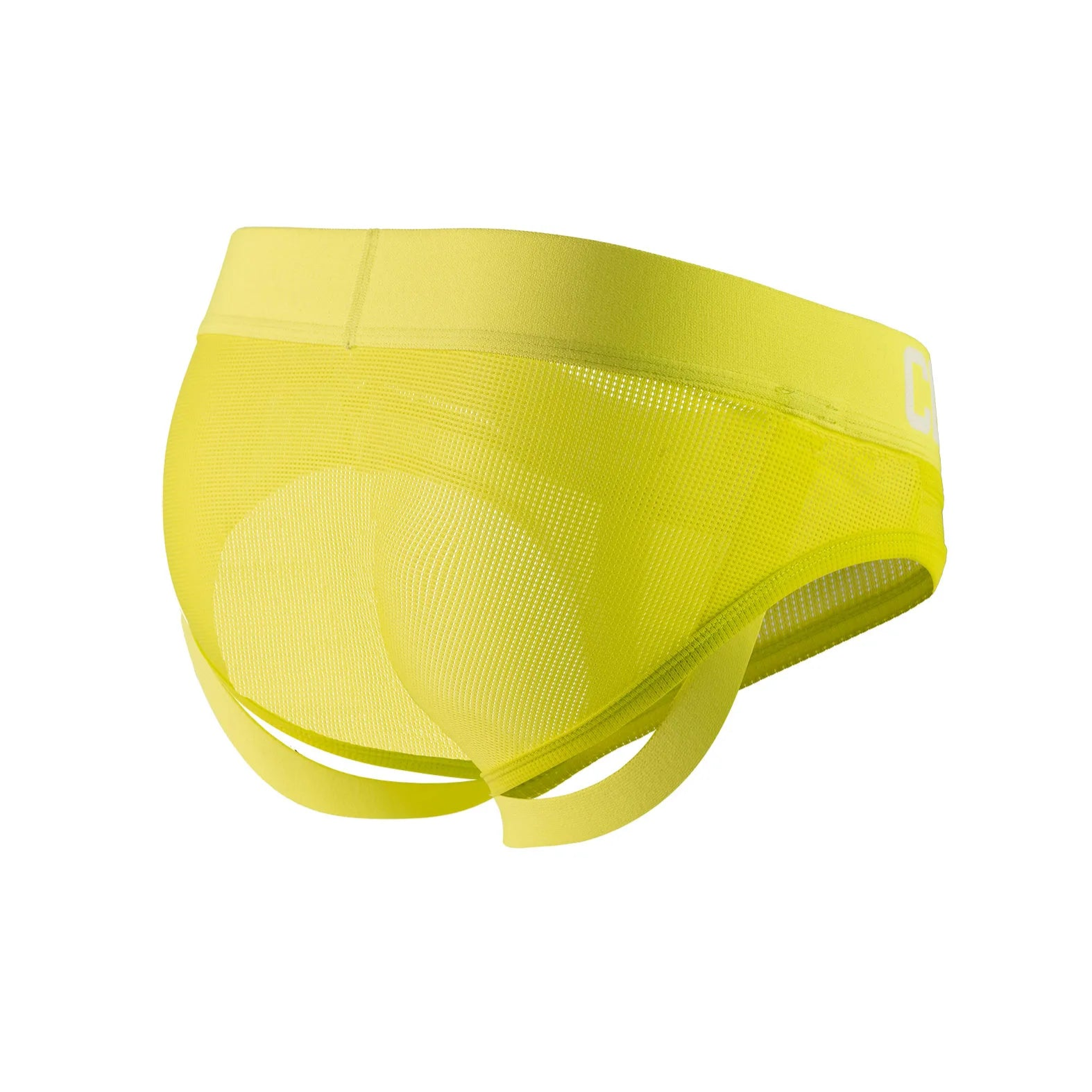 Yellow Men’s Double-Band Bulge Show Mesh Jock Briefs - pridevoyageshop.com - gay men’s thongs, boxers, briefs and jockstraps