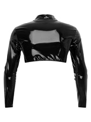 a flat lay of Black Boystown Drama PVC Bolero - pridevoyageshop.com - gay men's fashion, clubwear, party outfit
