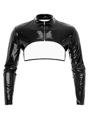 a flat lay of Black Boystown Drama PVC Bolero - pridevoyageshop.com - gay men's fashion, clubwear, party outfit
