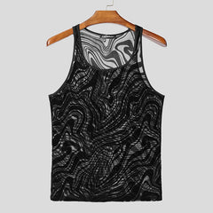 a flat lay of Black Disco Mirage Mesh Top - pridevoyageshop.com - gay men's fashion, clubwear, party outfit