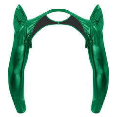 a flat lay of Green Pop Rocket Metallic Shiny Crop Top - pridevoyageshop.com - gay men's fashion, clubwear, party outfit