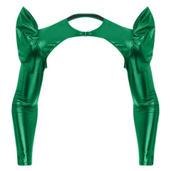 a flat lay of Green Pop Rocket Metallic Shiny Crop Top - pridevoyageshop.com - gay men's fashion, clubwear, party outfit