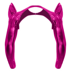 a flat lay of Hot Pink Pop Rocket Metallic Shiny Crop Top - pridevoyageshop.com - gay men's fashion, clubwear, party outfit