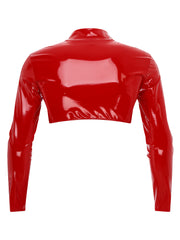 a flat lay of Red Boystown Drama PVC Bolero - pridevoyageshop.com - gay men's fashion, clubwear, party outfit