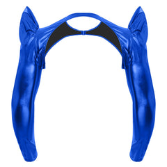 a flat lay of Royal Blue Pop Rocket Metallic Shiny Crop Top - pridevoyageshop.com - gay men's fashion, clubwear, party outfit