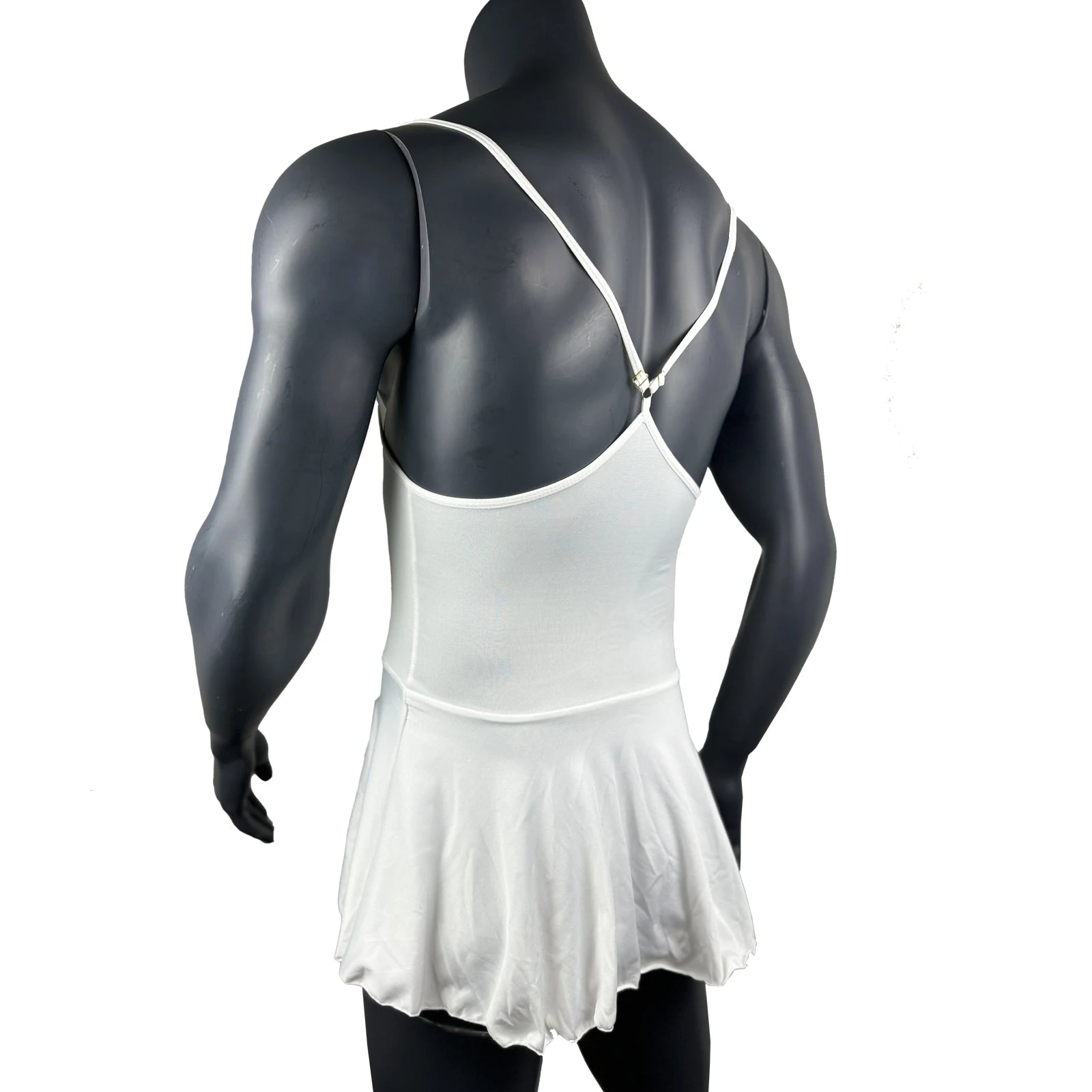 a flat lay of White Powerplay Sissy Chemise - pridevoyageshop.com - gay men's lingerie, bodywear, fetish wear