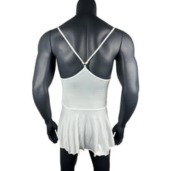 a flat lay of White Powerplay Sissy Chemise - pridevoyageshop.com - gay men's lingerie, bodywear, fetish wear