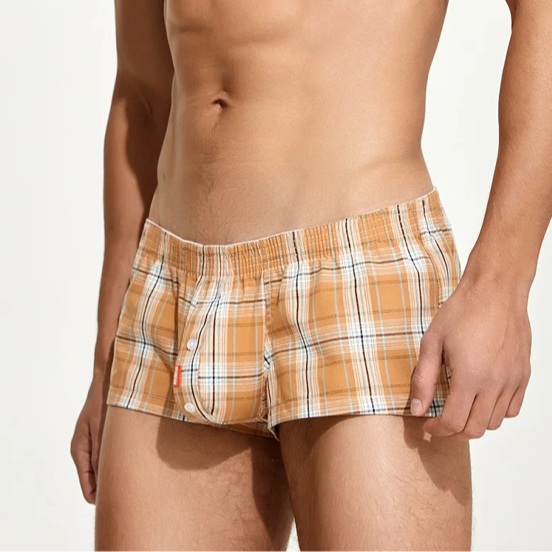a hot gay man in Auratus Thicc Plaid Lounge Boxers - pridevoyageshop.com - gay men’s thongs, boxers, briefs and jockstraps