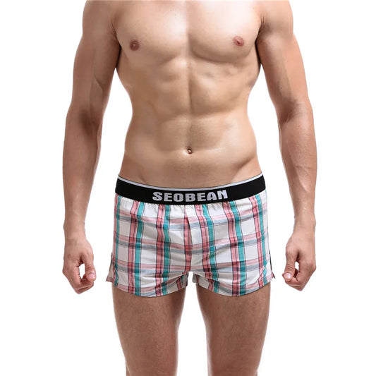 a hot man in Red and White Boi-Next-Door Plaid Boxers - pridevoyageshop.com - gay men’s thongs, boxers, briefs and jockstraps