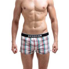a hot man in Red and White Boi-Next-Door Plaid Boxers - pridevoyageshop.com - gay men’s thongs, boxers, briefs and jockstraps