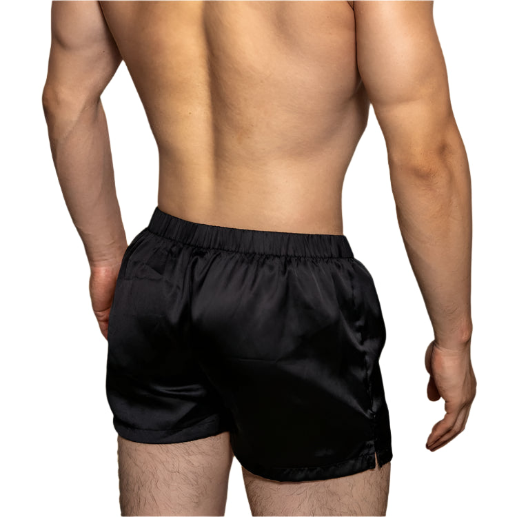 a hot man in black DM Dirty Night Silk Boxers - pridevoyageshop.com - gay men’s thongs, boxers, briefs and jockstraps