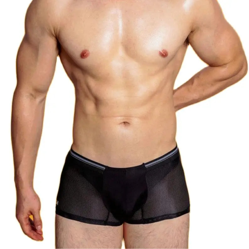 a hot man in black Sinfully Sheer Boxer - pridevoyageshop.com - gay men’s thongs, boxers, briefs and jockstraps